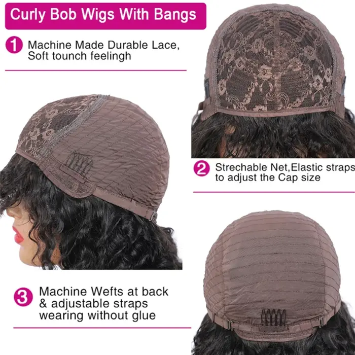 Perruque Bob brésilienne crépue bouclée vierge de cheveux humains pour les femmes noires perruques courtes Afro