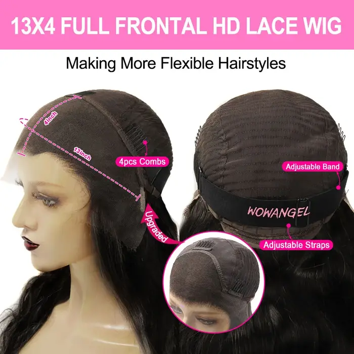 Perruque Lace Frontal wig transparente, cheveux ondulés, 30 pouces, 13x4 HD, brun, couleur chocolat,