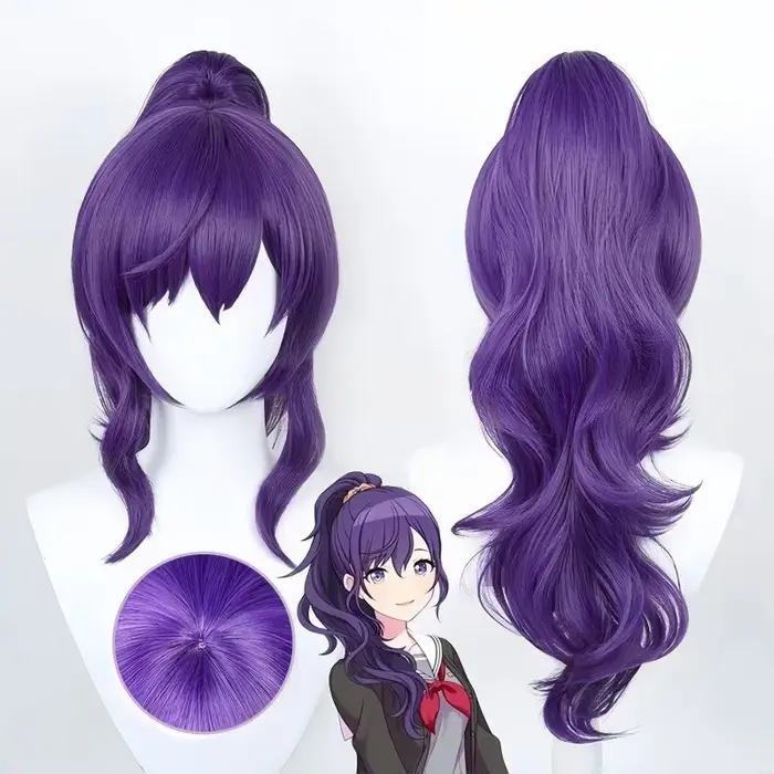 Perruque queue de cheval violette Mafuyu Asahina