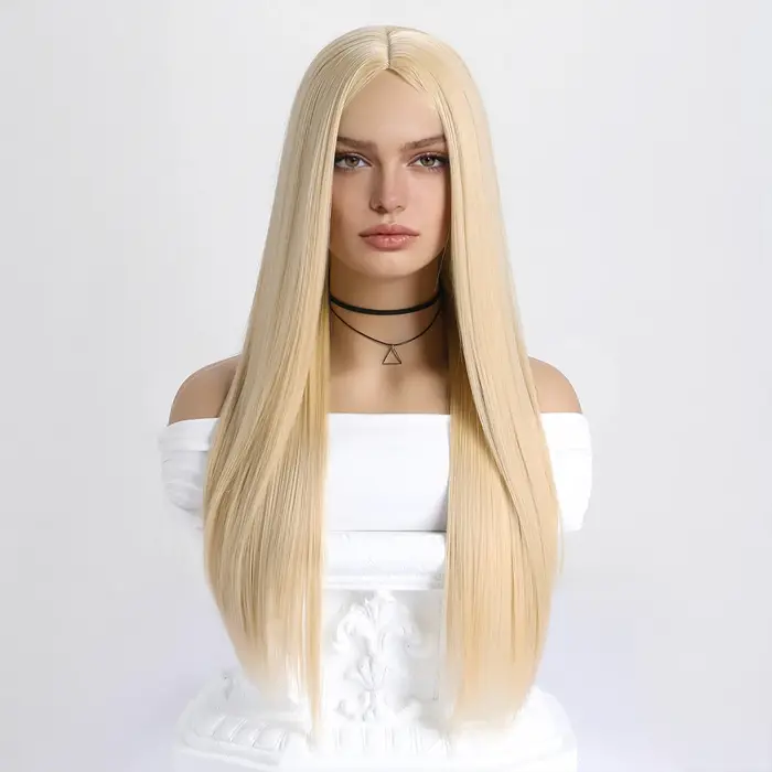 Perruque longue blonde pour femmes blanches