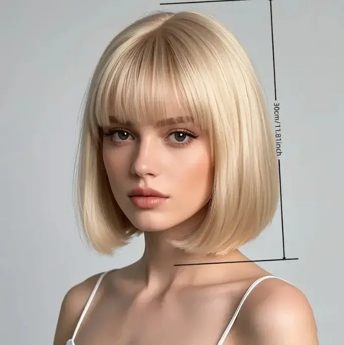 Perruques synthétiques européennes et américaines naturelles pour femmes - Cheveux courts et raides