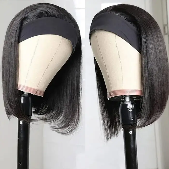 Perruques Bandeau Jupade 100% Cheveux Humains Lisses Sans Colle Bob Demi-Perruques