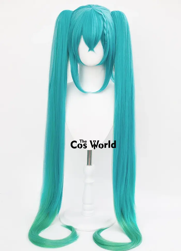 Perruque de cosplay d'anime Miku 2023 Racing, 120 cm/47 pouces, longue et droite, pour Halloween, en fibre synthétique résistante à la chaleur + bonnet de perruque