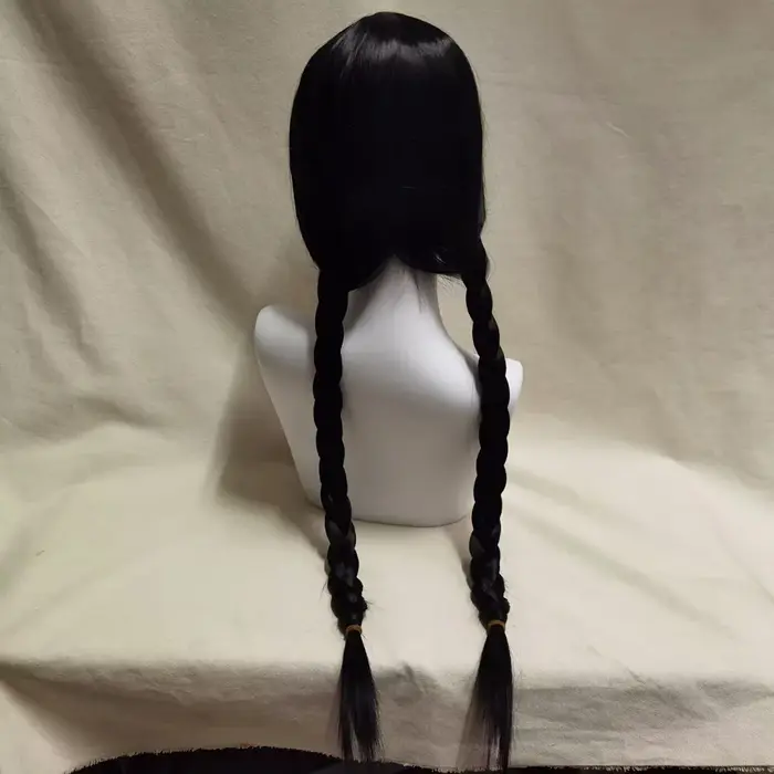 Perruque de Cosplay synthétique longue tressée noire