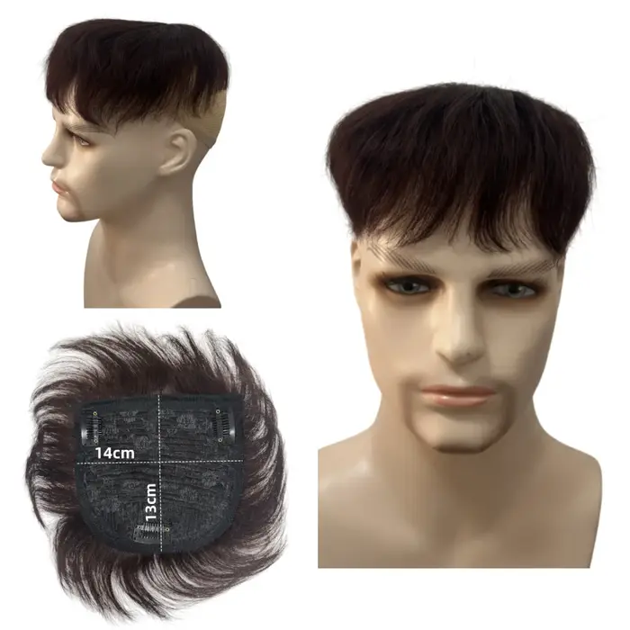 Perruque courte en cheveux humains pour hommes et femmes