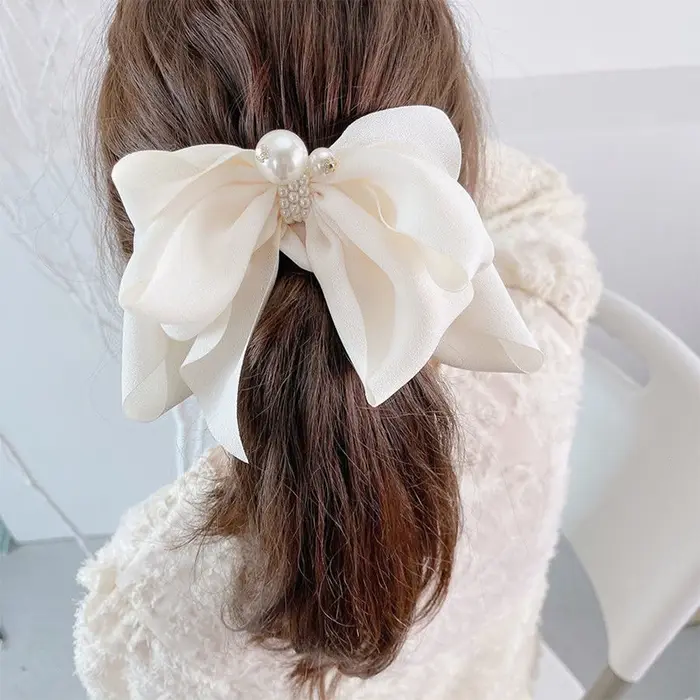 Pince à Cheveux Élégante en Satin de Couleur Unie pour Fille