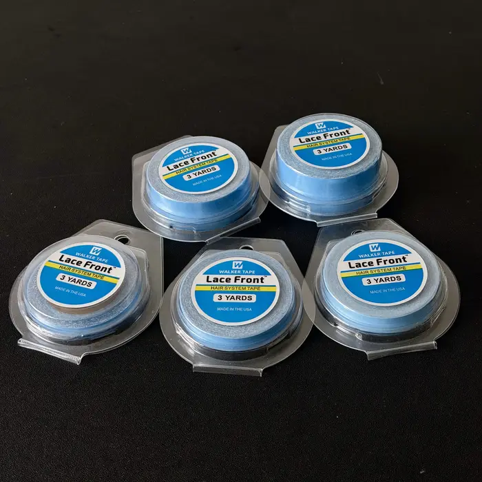 1/2/5 Rouleaux de ruban adhésif double face bleu super résistant pour extensions de cheveux/perruques en dentelle/toupets, 0,8/1 cm x 3 yards