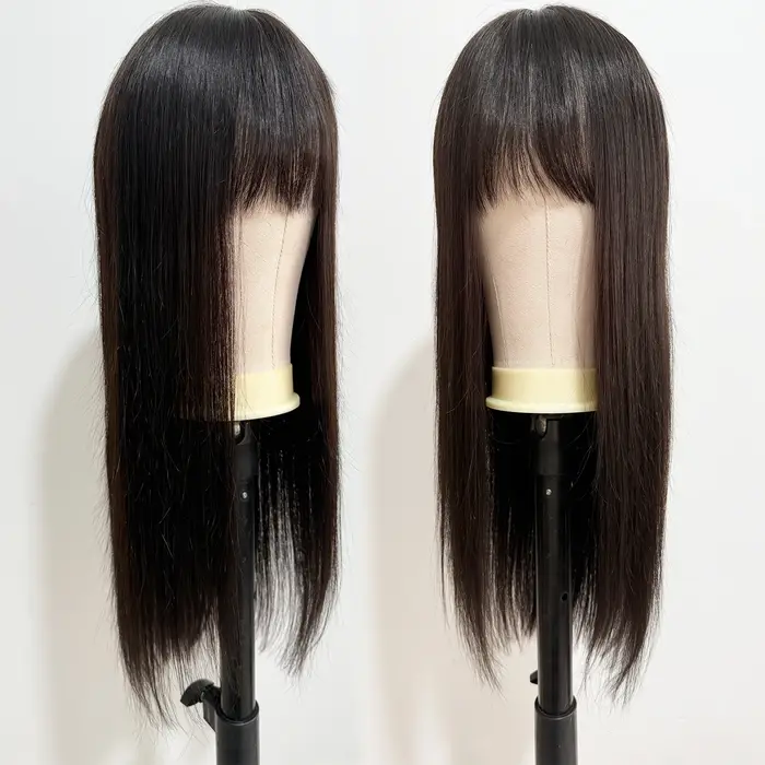 Perruque en cheveux humains européens avec dessus en soie et dentelle