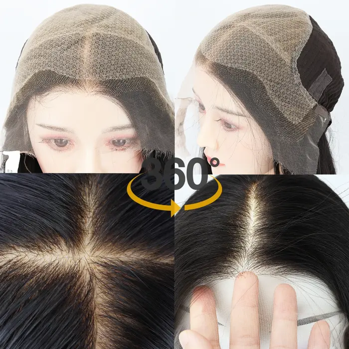 Perruque Lace Front Ultra Fine HD en Cheveux Humains Vierges Européens avec Nœuds Décolorés, Dentell