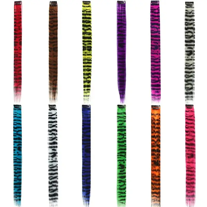 Extensions de cheveux à clipser imprimées à rayures
