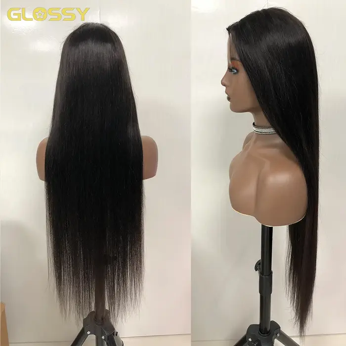 250 densité droite V partie perruque 100% cheveux humains pour les femmes 30 34 pouces pas cher brésilien sans colle perruques droites en liquidation vente