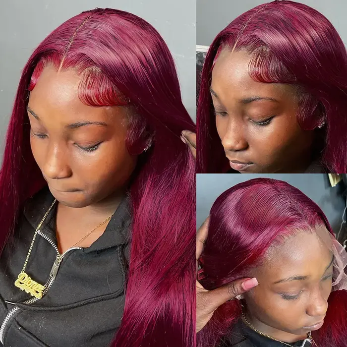 Sophia-Perruque Lace Front Wig Naturelle Lisse Bordeaux 99J
