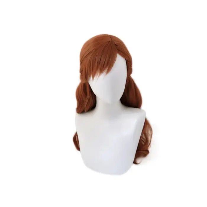 Anna Cosplay perruque princesse tressé longue marron ondulé résistant à la chaleur cheveux synthétiques Anime