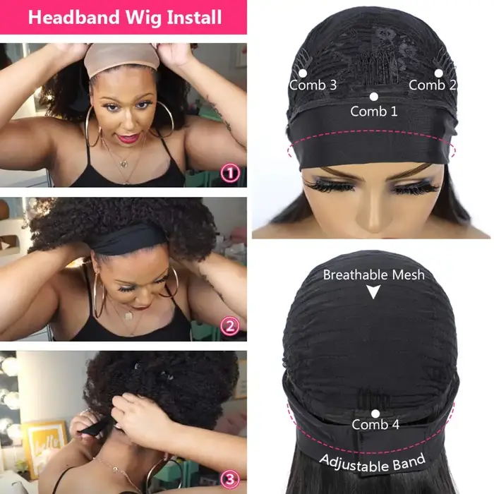 Perruques bandeau en cheveux humains