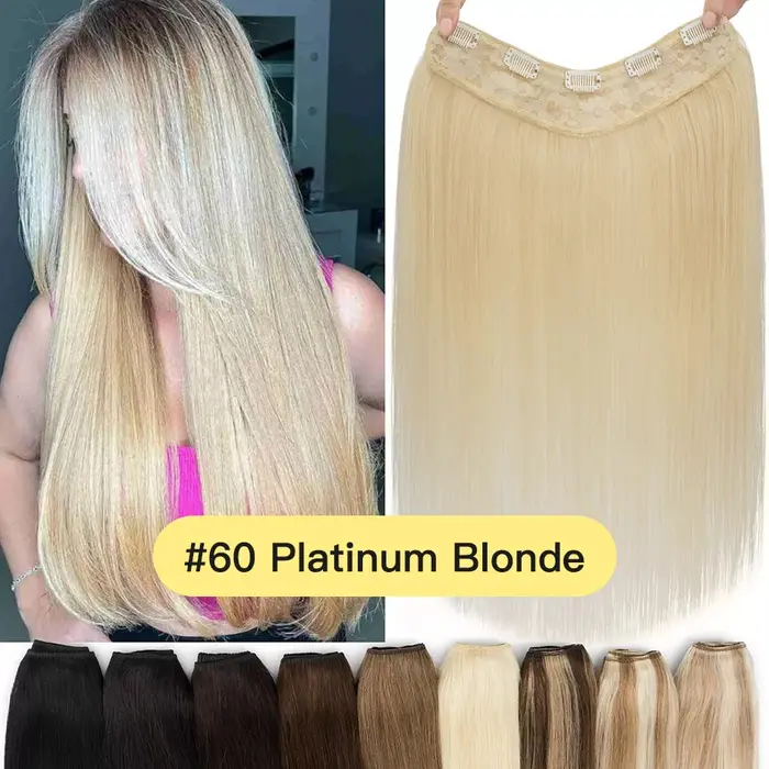 YELO 12 "-26" pince en forme de V dans les Extensions de cheveux vrais