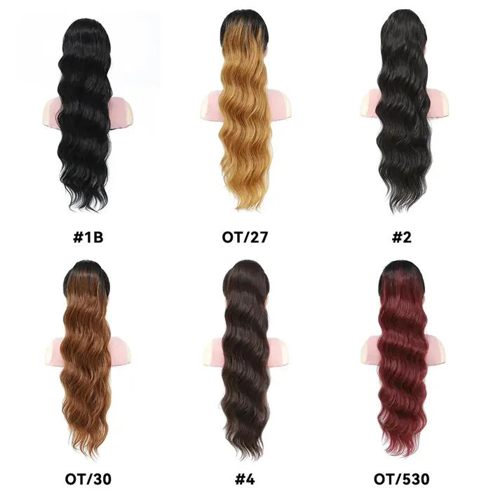 Extension de queue de cheval ondulée bouclée synthétique longue 28 pouces Extensions de cheveux