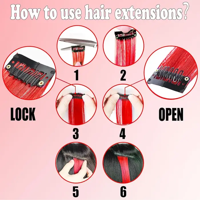 6/12 pièces Extensions de cheveux pince