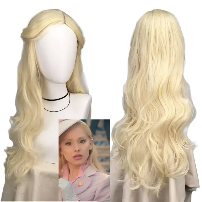 Glinda Cosplay perruque pour femmes filles méchante longue ondulée Blonde résistant à la chaleur syn