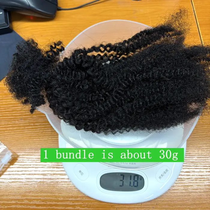 Extensions de cheveux humains bouclés afro crépus en vrac sans trame 30g/paquet 16 pouces pour micro-locks/permanentes/torsades/tresses/réparation de locks
