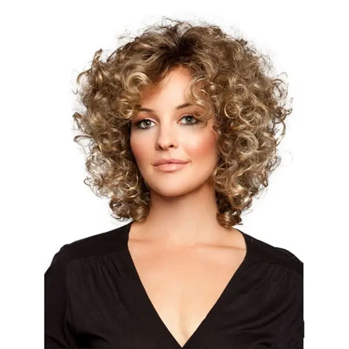 Perruques blondes courtes bouclées pour femmes
