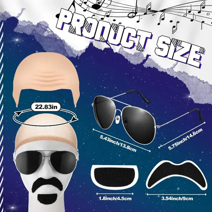 Casquettes de chauve avec lunettes et moustache