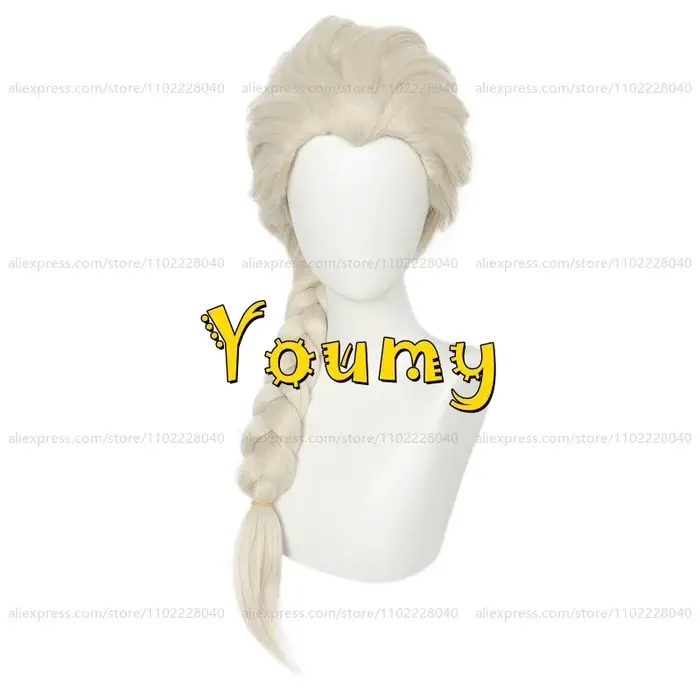 Perruque Anime Princesse Elsa pour Femme, Perruque Abricot Légère, Perruques Synthétiques Pré-Tressé