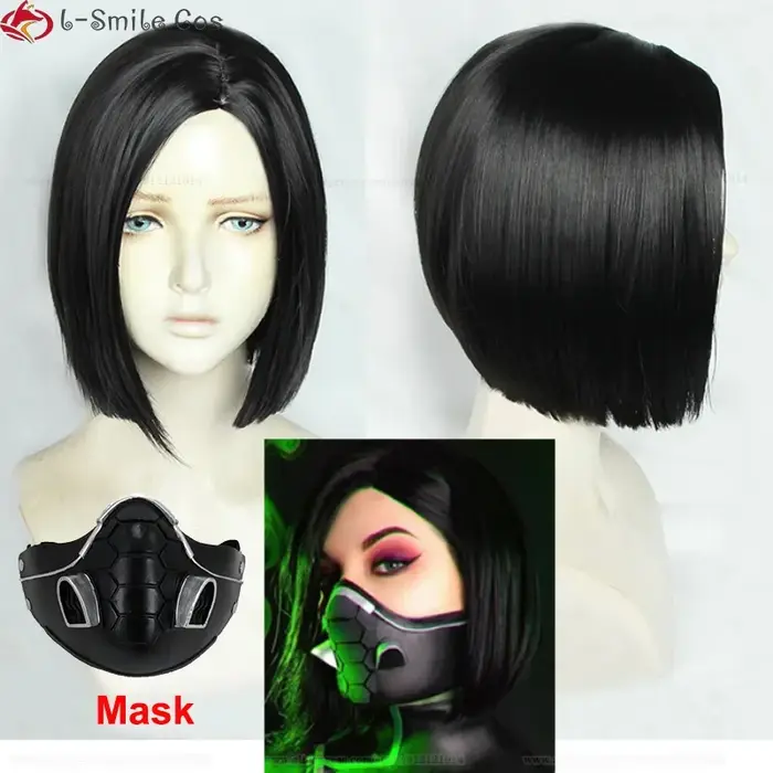 Jeu Viper Cosplay perruque courte droite noir