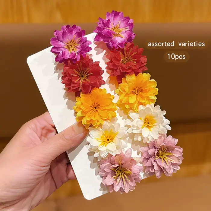 10 pinces à cheveux à fleurs aléatoires colorées pour un usage quotidien comme accessoires