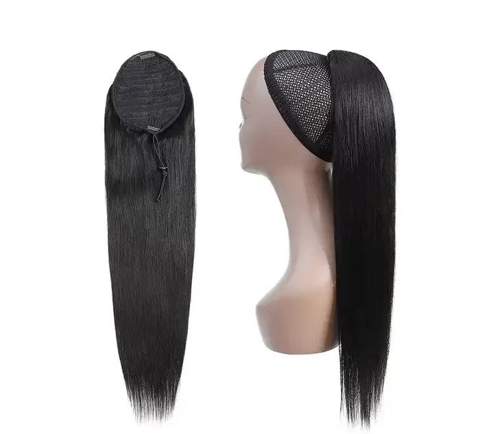 Queue de cheval Extensions de cheveux humains avec pince 10 "-26" 100 grammes couleur naturelle droite