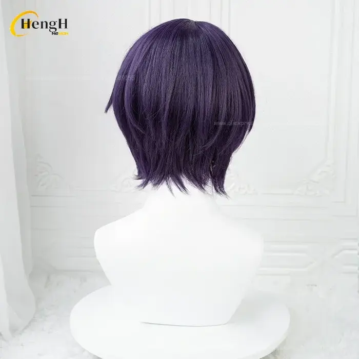 En Stock synthétique Anime ES Shinobu Sengoku Cosplay perruque unisexe courte 30 cm violet reflets