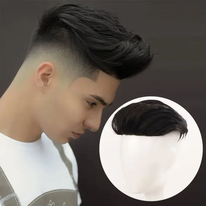 Perruque synthétique lisse et ondulée pour hommes