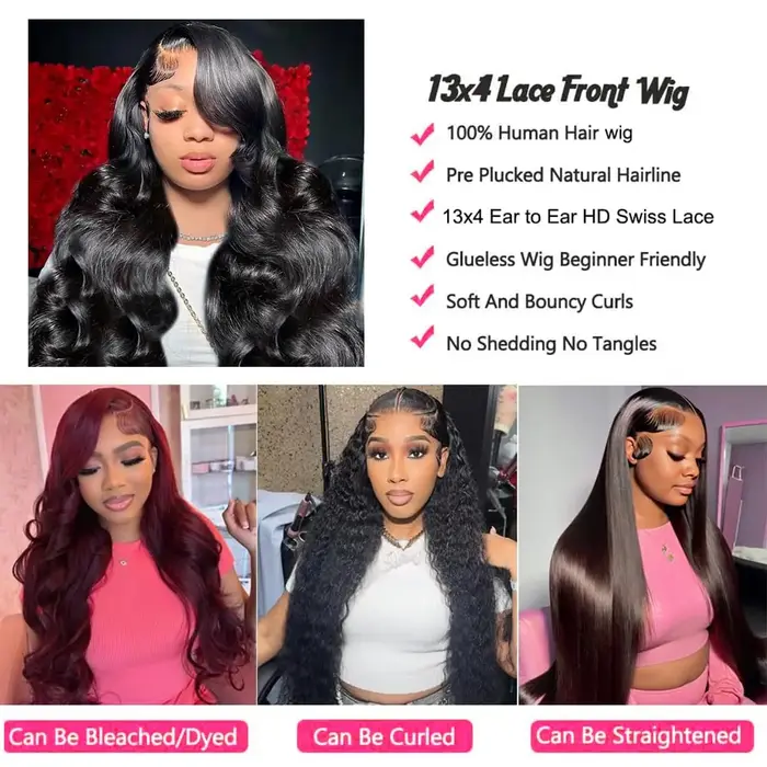 Perruque Lace Front Wig Body Wave Naturelle, Cheveux Humains, 4x4, 13x4, 13x6, HD, 14-34 Pouces, Pre