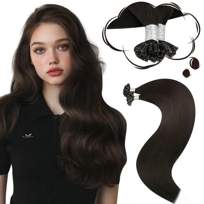 Extensions de cheveux en U, 100% cheveux humains naturels, kératine pré-collée, fusion à chaud, pointe en forme de clou, balayage, extensions lisses et soyeuses