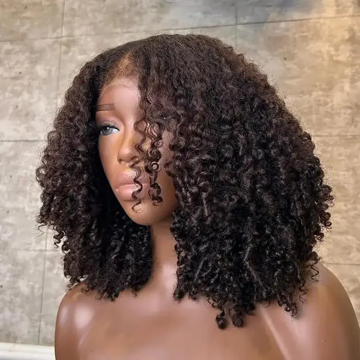 Ombre Blonde Invisi HD 7x5 sans colle dentelle perruque Remy 100% cheveux humains bouclés 4X4 5X5 sans