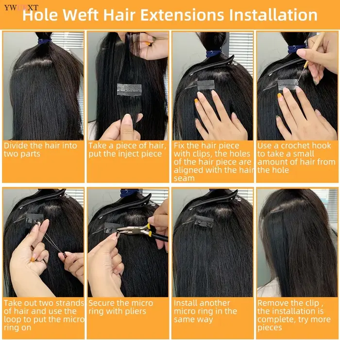 Extensions de cheveux invisibles à double onglets