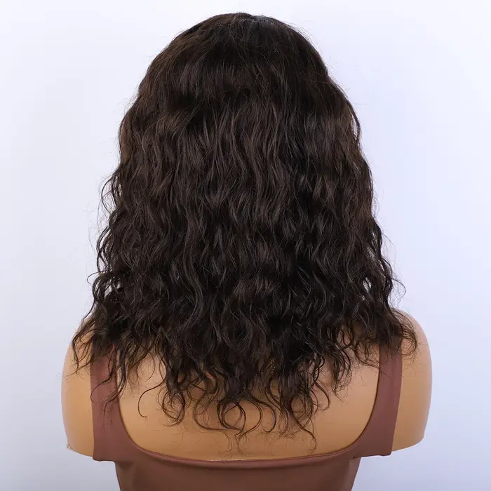 Perle noire courte coupe lutin brun naturel Multi séparation 100% vrais Cheveux humains qualité Perruques