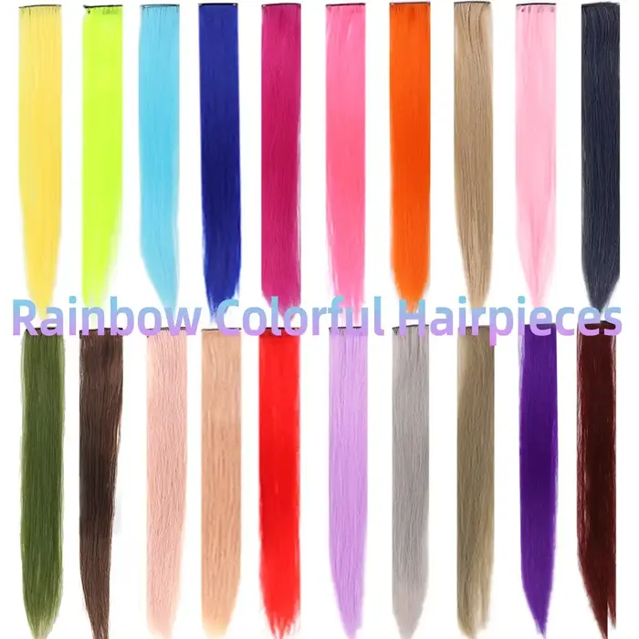 Extensions de cheveux synthétiques colorées de 22 pouces