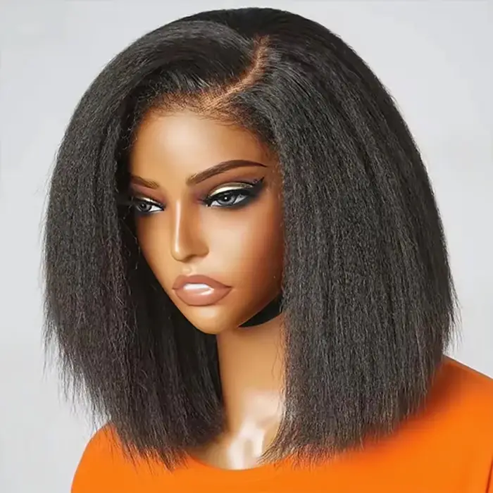 Bon Prix Yaki 250% Perruque Raw Hair Sans Colle Perruque BOB Courte Kinky Straight Perruque Afro Nat
