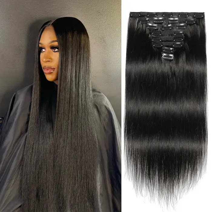 Clip droit dans l'extension de cheveux