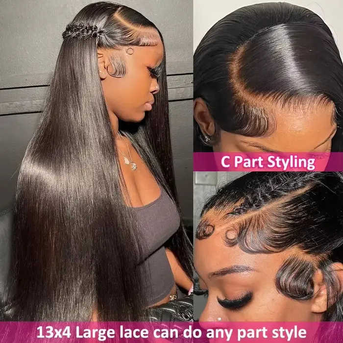 Perruques Lace Front HD transparentes ultra-lisses 13x4 13x6 de 30, 40, 44 pouces, densité 250, en c