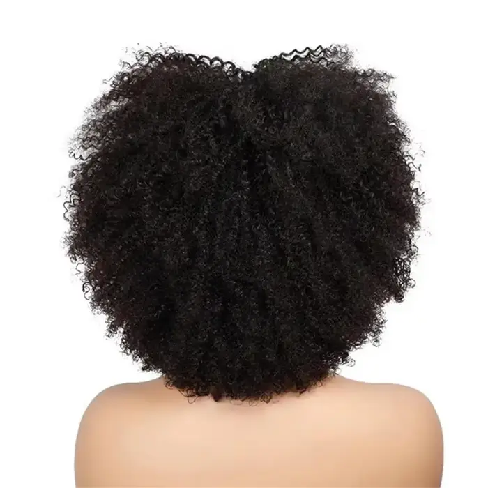 Afro crépus bouclés 100% cheveux humains 250% densité pleine Machine tête perruque brésilienne vierge