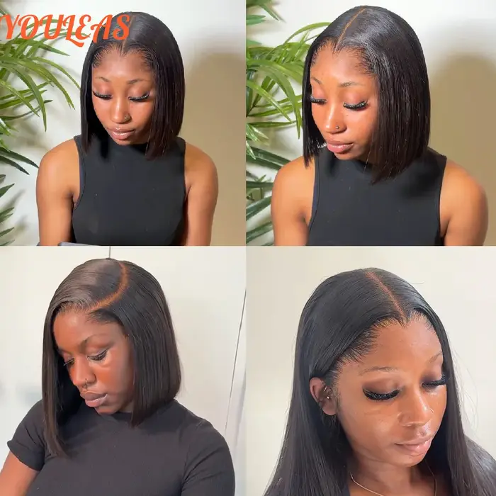 Lagos – perruque Bob Lace Frontal Wig naturelle, cheveux lisses, courts, blond foncé, 13x4 HD, sans
