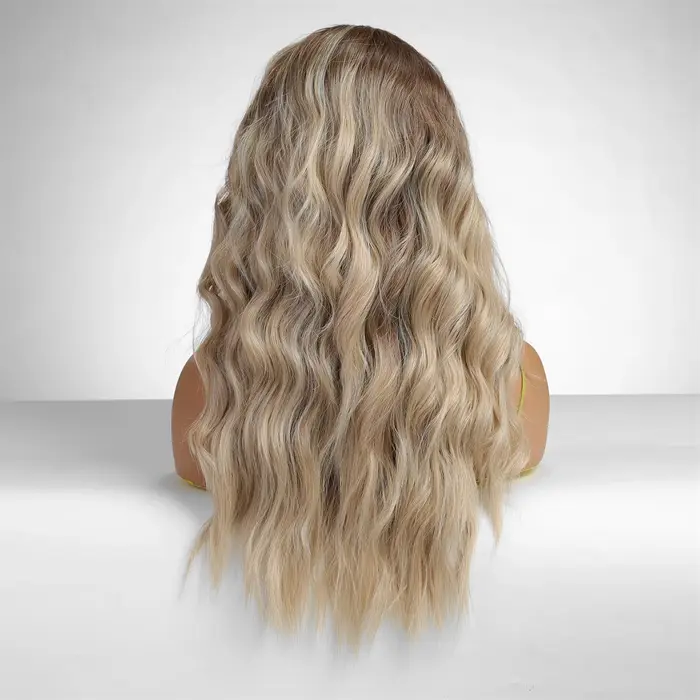 13x4 dentelle avant perruques marron Ombre Blonde synthétique longue ondulée bouclés