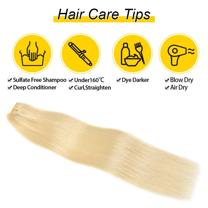 Ymir14-Extensions de cheveux humains à clipser