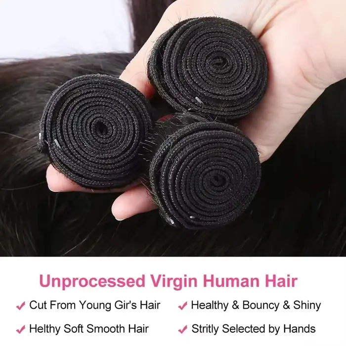 Extensions de Cheveux Humains Lisses Naturels 30-40 Pouces, Grade 16A, Couleur Naturelle Brésilienne