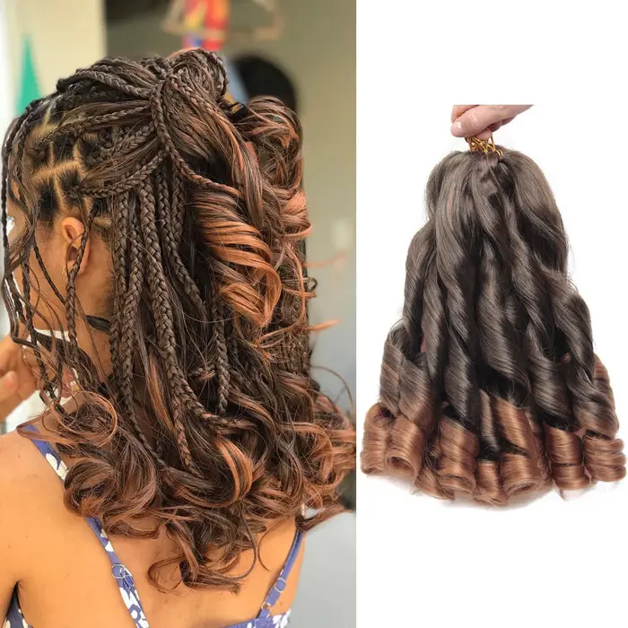 Cheveux tressés bouclés français 12/16/24 pouces