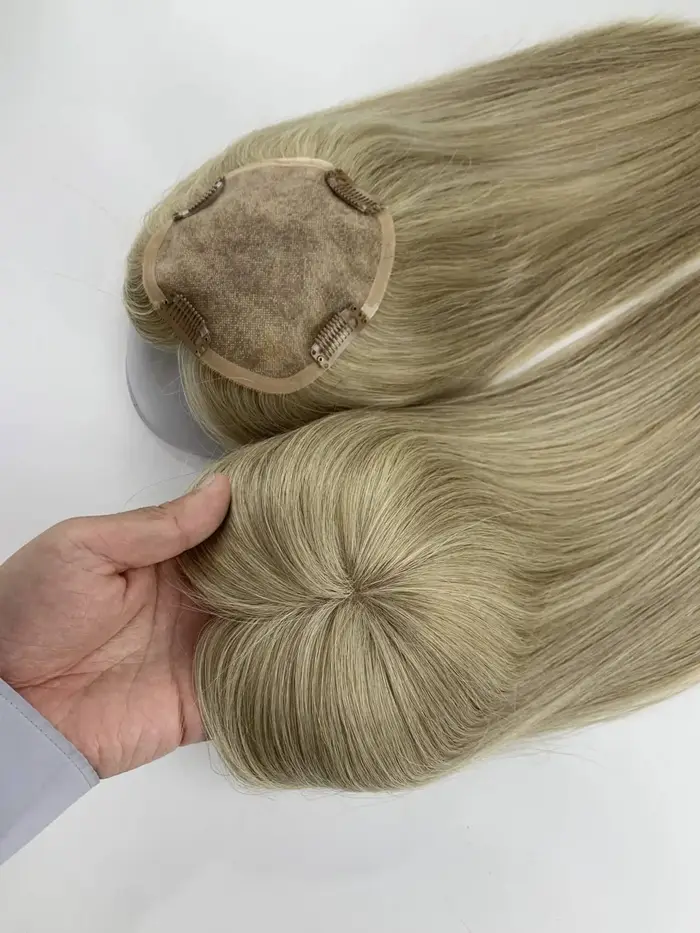 Topper de cheveux vierges Remy | Mono tissé à la main | Haute densité | Pas de perte de poils | Large gamme de couleurs