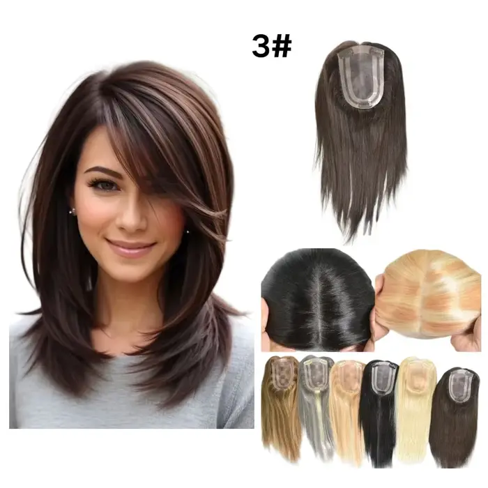 Topper 100% cheveux humains pour femmes, Base Mono Pu, 4x6 pouces, 14 pouces, partie centrale, Durab