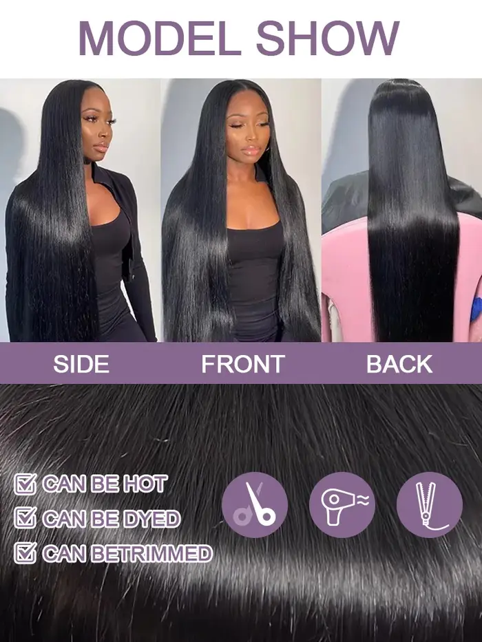 Perruques en cheveux humains vietnamiens pour femmes, densité 300, prêtes à porter, sans colle, liss