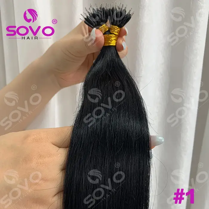 Extensions de cheveux naturels blonds 100 mèches, micro-anneaux, micro-liens, boucles à micro-perles